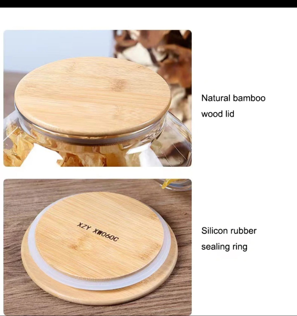 Clear Acrylic Storage Jars with Bamboo Lids(NOT GLASS)