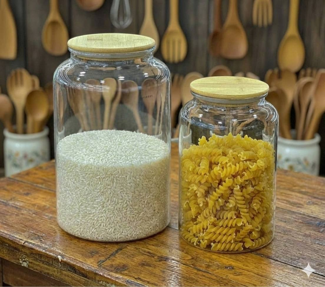 Clear Acrylic Storage Jars with Bamboo Lids(NOT GLASS)