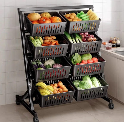 4-Tier 8-Basket kitchen fruit & Vegetable storage Trolley