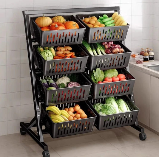 4-Tier 8-Basket kitchen fruit & Vegetable storage Trolley