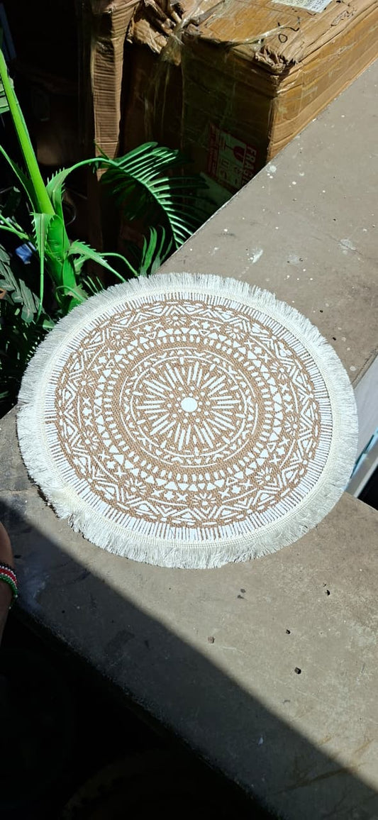 Round wooven jute table mats 6pcs