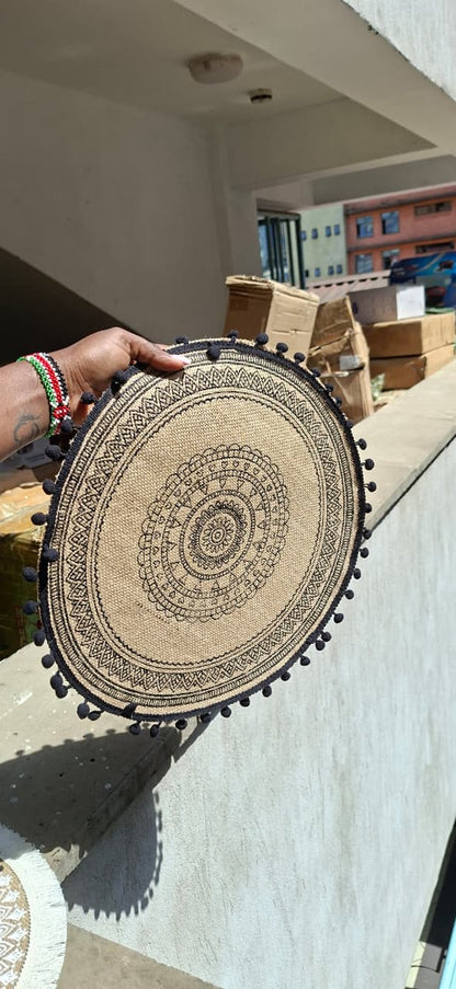 Round wooven jute table mats 6pcs