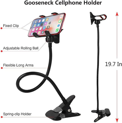360 degree strong flexible goose neck phone holder clip