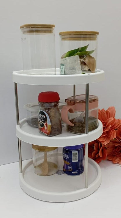 3 tier rotating kitchen storage rack