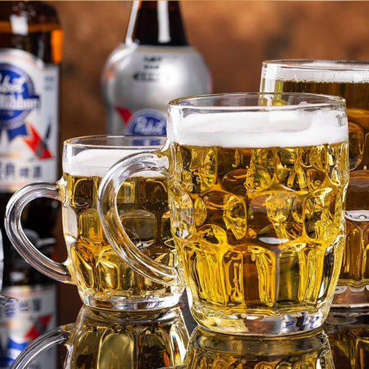 Premium Glass Beer Mugs/Beer Glasses 560ml - Set of 6, Transparent