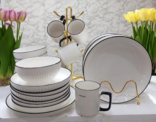 24 PCS Japanese Dinner Set – Elegant Porcelain Tableware Collection